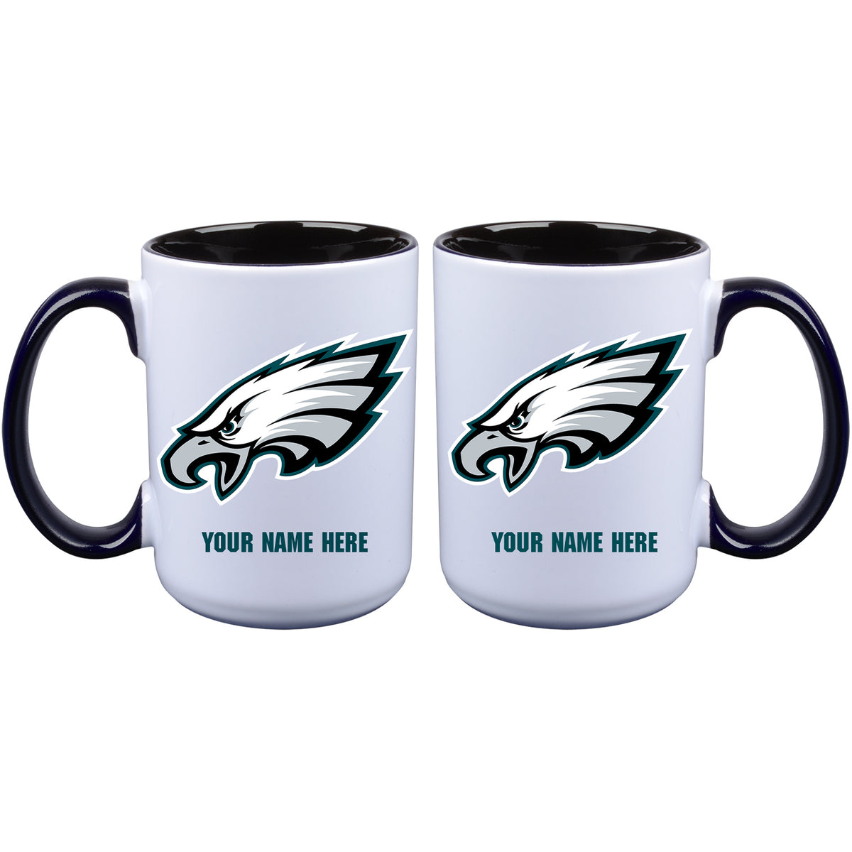 15oz Inner Color Personalized Ceramic Mug | Philadelphia Eagles 2790PER, CurrentProduct, Drinkware_category_All, NFL, PEG, Personalized_Personalized, Philadelphia Eagles  $27.99
