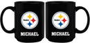 15oz Black Personalized Ceramic Mug | Pittsburgh Steelers CurrentProduct, Drinkware_category_All, Engraved, NFL, Personalized_Personalized, Pittsburgh Steelers, PST 194207504505 $21.86