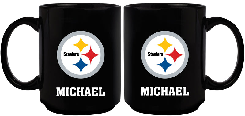 15oz Black Mug Basic | Pittsburgh Steelers CurrentProduct, Drinkware_category_All, NFL, Pittsburgh Steelers, PST 687746962191 $15.49