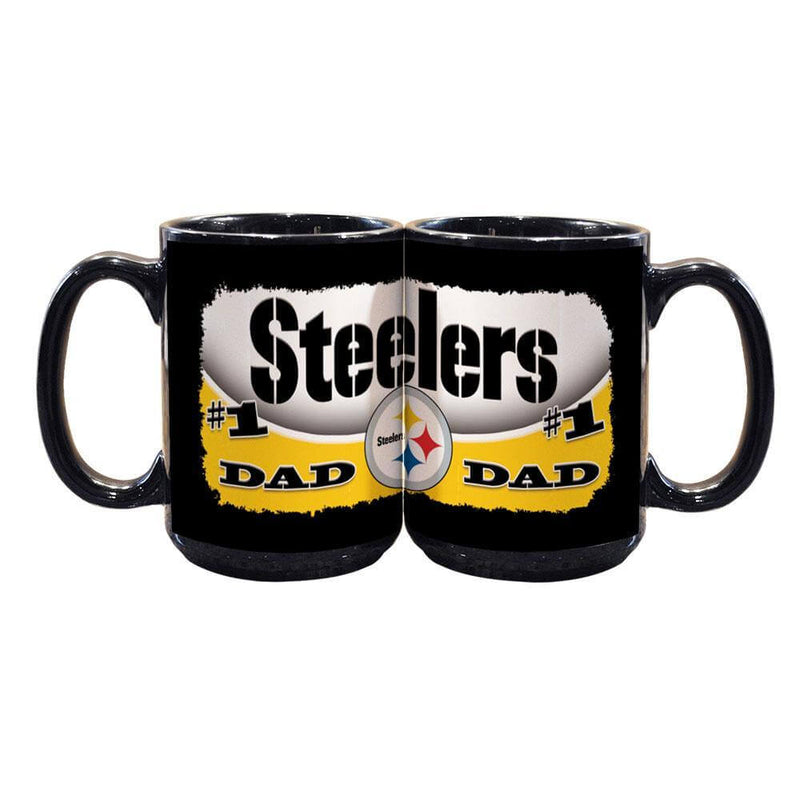 #1 Dad 15oz Black Mug | Pittsburgh Steelers