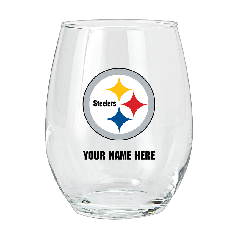 15oz Personalized Stemless Glass | Pittsburgh Steelers