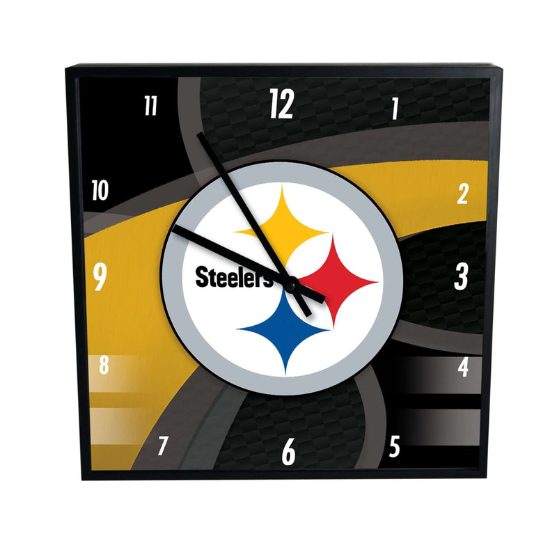 12 Inch Square Carbon Fiber Clock | Pittsburgh Steelers NFL, OldProduct, Pittsburgh Steelers, PST 687746321202 $25