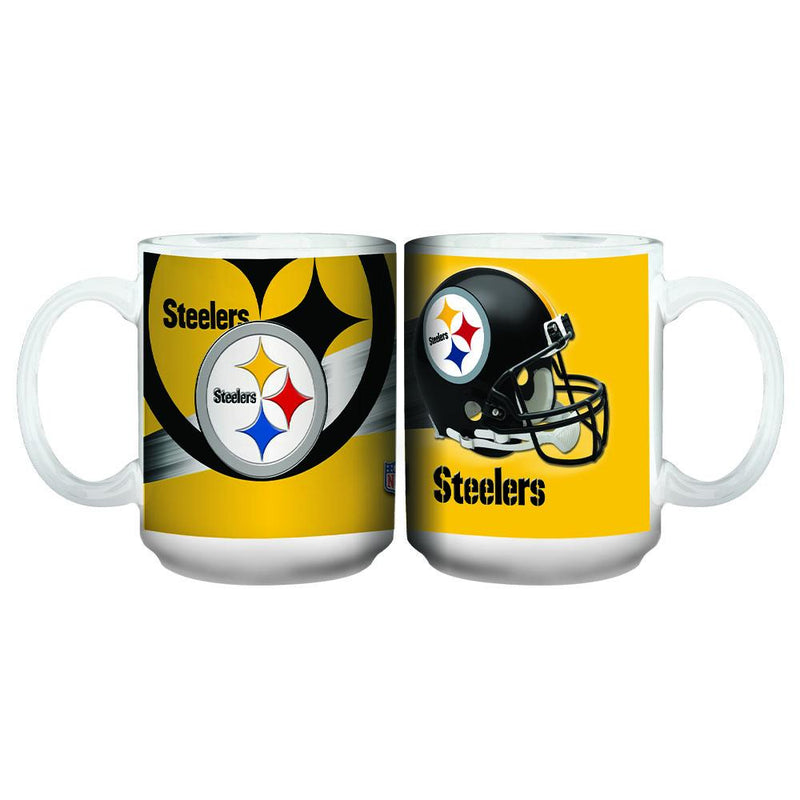 15oz 3D White Mug | Pittsburgh Steelers CurrentProduct, Drinkware_category_All, NFL, Pittsburgh Steelers, PST 888966110809 $14.49