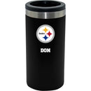 12oz Personalized Black Stainless Steel Slim Can Holder | Pittsburgh Steelers