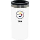 12oz Personalized White Stainless Steel Slim Can Holder | Pittsburgh Steelers