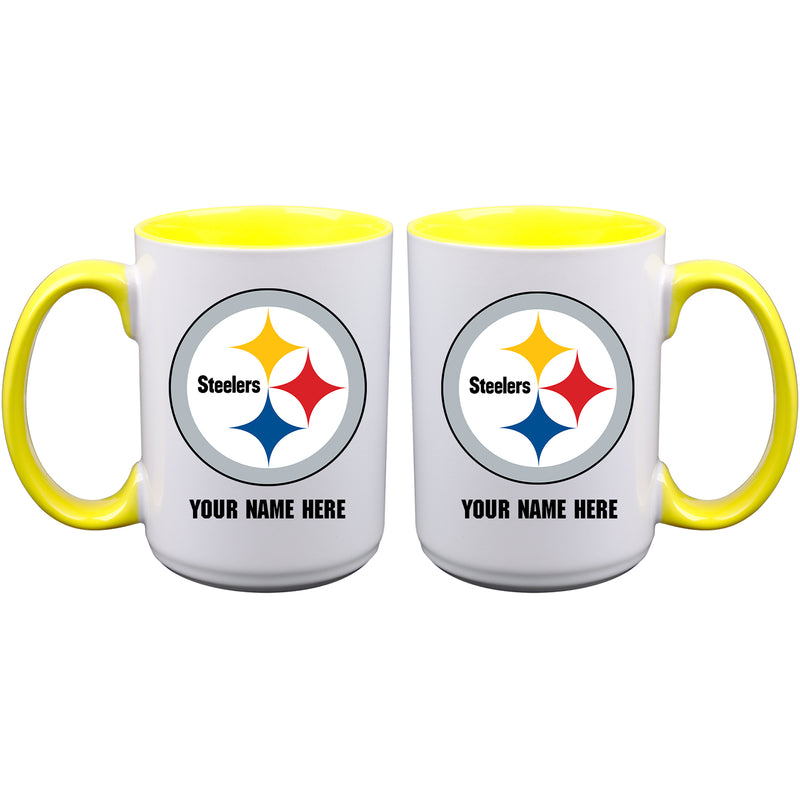 15oz Inner Color Personalized Ceramic Mug | Pittsburgh Steelers 2790PER, CurrentProduct, Drinkware_category_All, NFL, Personalized_Personalized, Pittsburgh Steelers, PST  $27.99