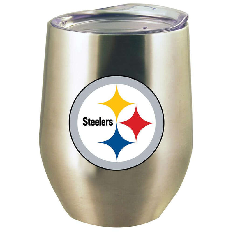 12oz Stainless Steel Stemless Tumbler w/Lid | Pittsburgh Steelers CurrentProduct, Drinkware_category_All, NFL, Pittsburgh Steelers, PST 888966599802 $21.99