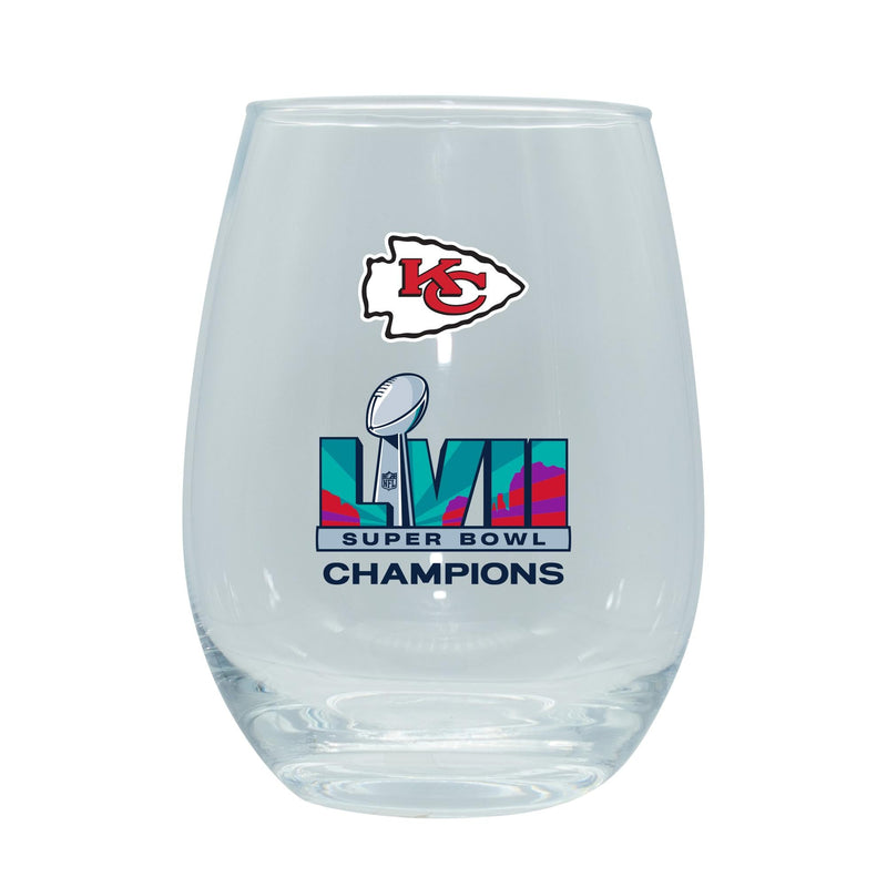 15oz Direct Print Stemless Wine Glass | Superbowl Champions Kansas City Chiefs