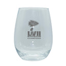 15oz Etched Stemless Wine Glass | Superbowl Champions Kansas City Chiefs