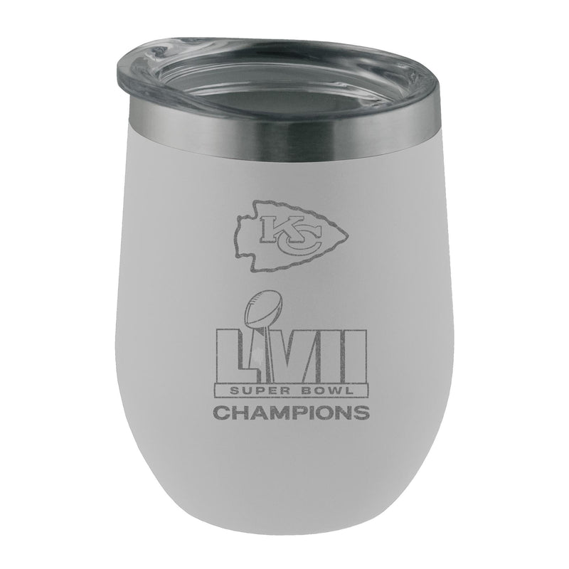 12oz White Etched Stainless Steel Tumbler | Superbowl Champions Kansas City Chiefs