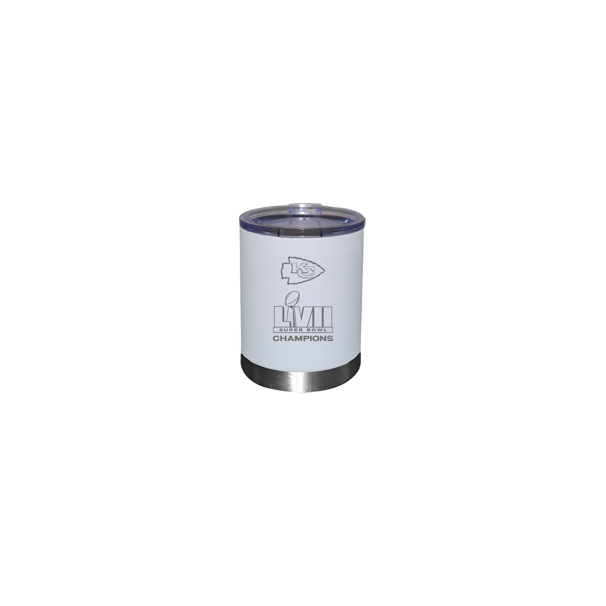 12oz White Stainless Steel Lowball | Superbowl Champions Kansas City Chiefs