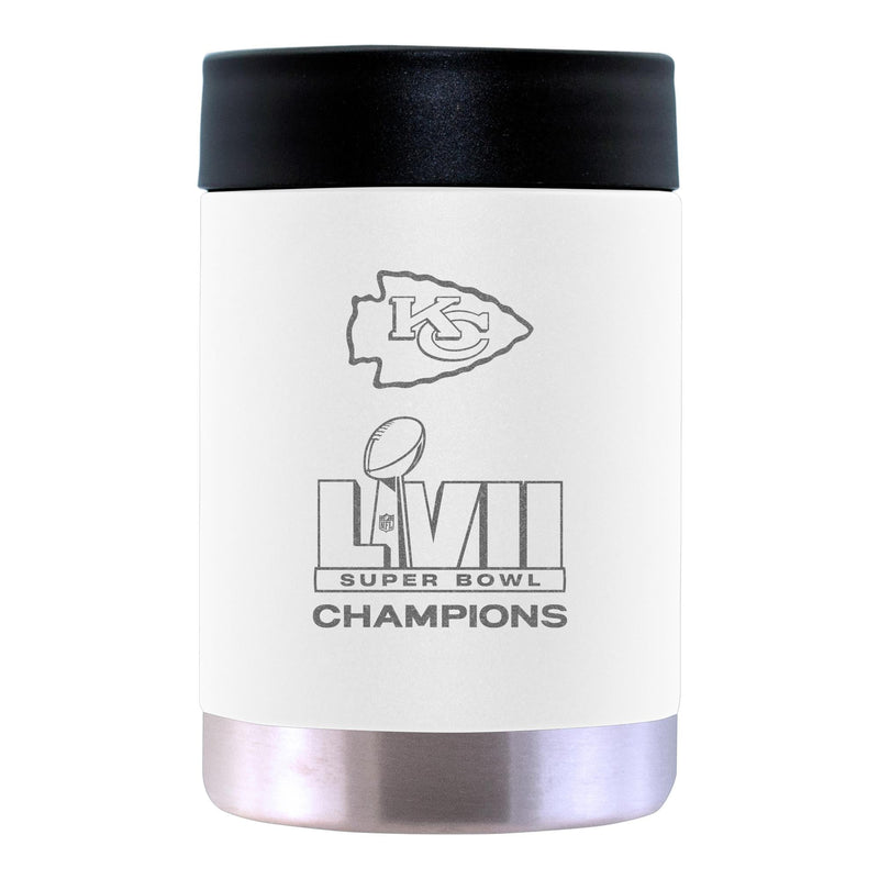 12oz White Etched Stainless Steel Can Holder | Superbowl Champions Kansas City Chiefs