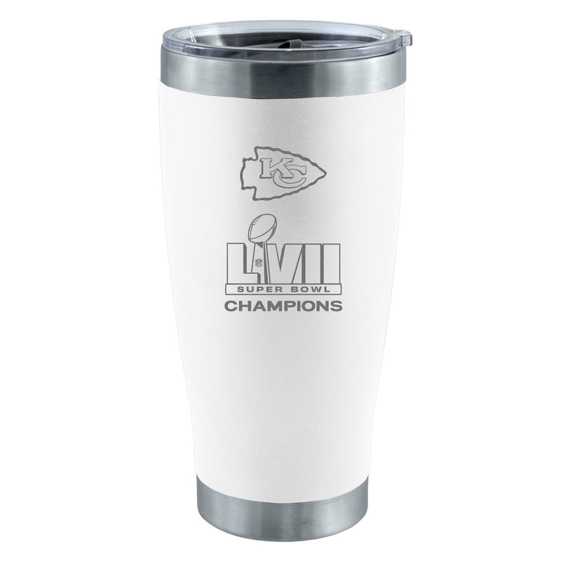 20oz White Etched Stainless Steel Tumbler | Superbowl Champions Kansas City Chiefs