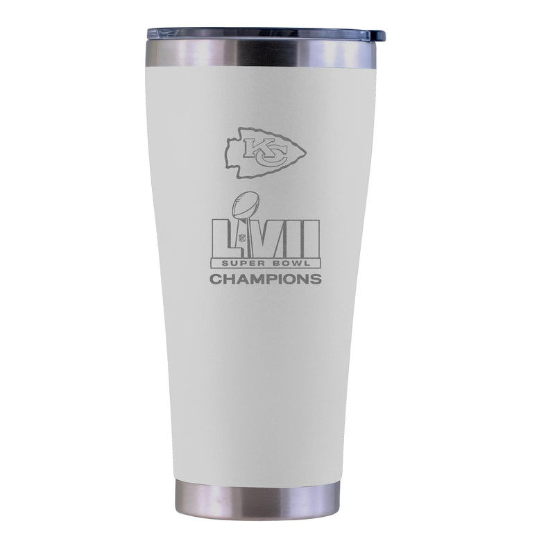 30oz White Etched Stainless Steel Tumbler | Superbowl Champions Kansas City Chiefs