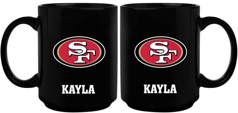 15oz Black Personalized Ceramic Mug | San Francisco 49ers CurrentProduct, Drinkware_category_All, Engraved, NFL, Personalized_Personalized, San Francisco 49ers, SFF 194207504543 $21.86