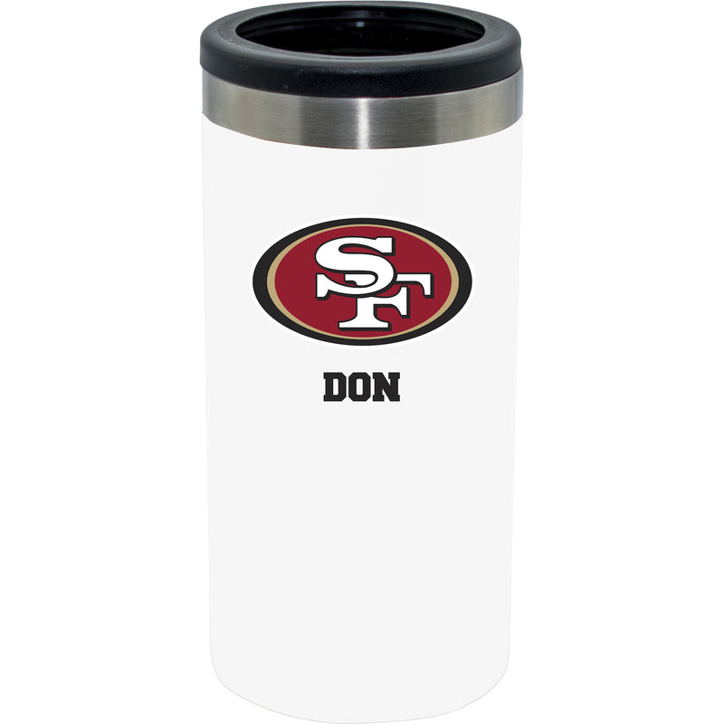 12oz Personalized White Stainless Steel Slim Can Holder | San Francisco 49ers