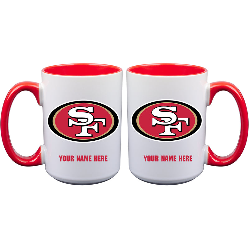 15oz Inner Color Personalized Ceramic Mug | San Francisco 49ers 2790PER, CurrentProduct, Drinkware_category_All, NFL, Personalized_Personalized, San Francisco 49ers, SFF  $27.99