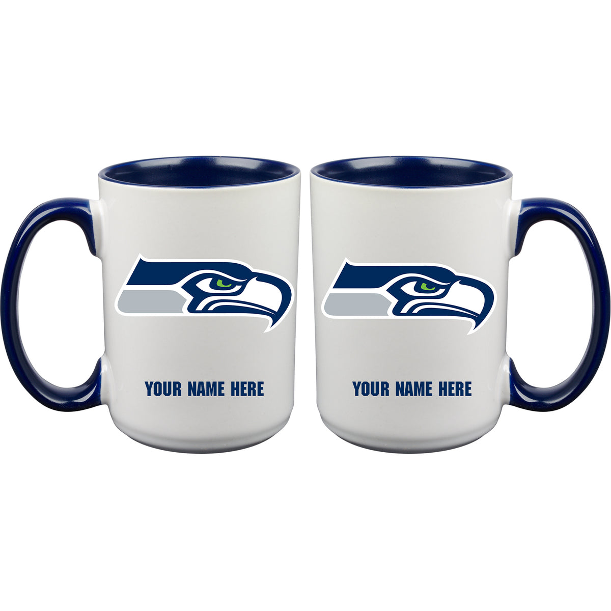 15oz Inner Color Personalized Ceramic Mug | Seattle Seahawks 2790PER, CurrentProduct, Drinkware_category_All, NFL, Personalized_Personalized, Seattle Seahawks, SSH  $27.99