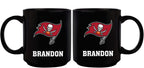 11oz Black Personalized Ceramic Mug | Tampa Bay Buccaneers CurrentProduct, Custom Drinkware, Drinkware_category_All, Gift Ideas, NFL, Personalization, Personalized_Personalized, Tampa Bay Buccaneers, TBB 194207372609 $20.11