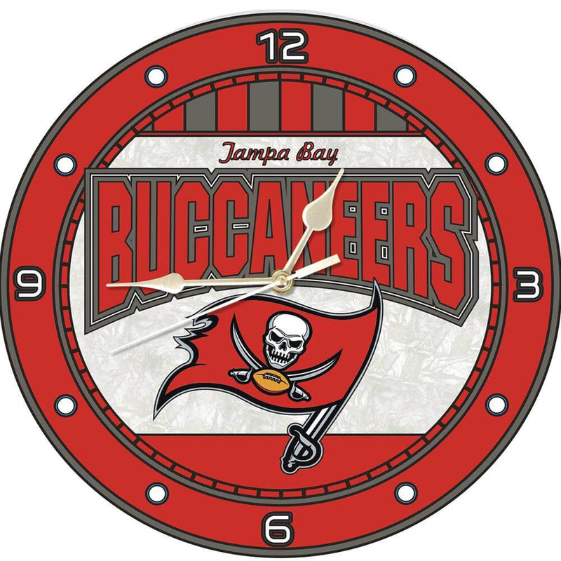12in Art Glass Clock - Tampa Bay Buccaneers CurrentProduct, Home & Office_category_All, NFL, Tampa Bay Buccaneers, TBB 687746446592 $35