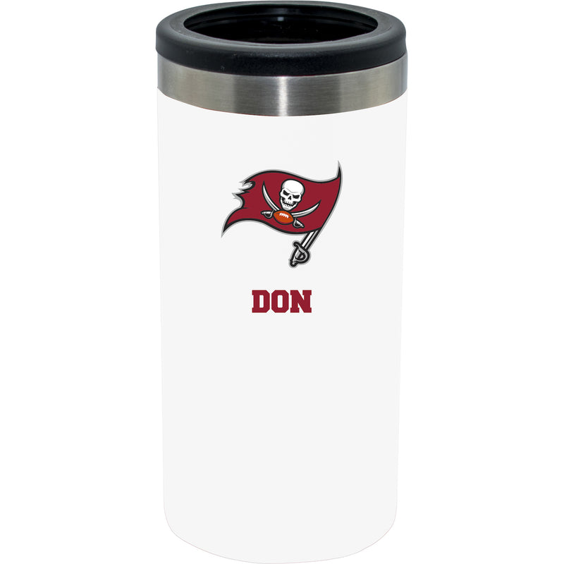 12oz Personalized White Stainless Steel Slim Can Holder | Tampa Bay Buccaneers