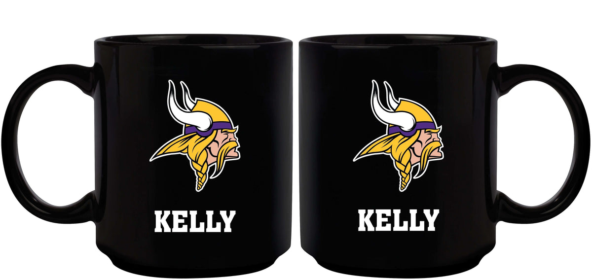 11oz Black Personalized Ceramic Mug | Minnesota Vikings CurrentProduct, Custom Drinkware, Drinkware_category_All, Gift Ideas, Minnesota Vikings, NFL, Personalization, Personalized_Personalized, VIK 194207372586 $20.11