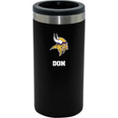 12oz Personalized Black Stainless Steel Slim Can Holder | Minnesota Vikings