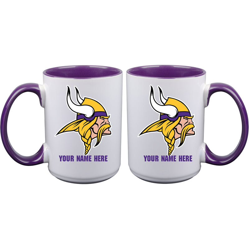 15oz Inner Color Personalized Ceramic Mug | Minnesota Vikings 2790PER, CurrentProduct, Drinkware_category_All, Minnesota Vikings, NFL, Personalized_Personalized, VIK  $27.99