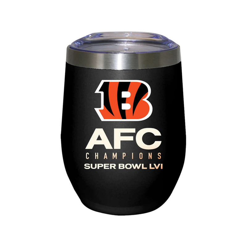 12 oz. Black Stainless Steel Stemless Tumbler | 2021 AFC Cincinnati Bengals