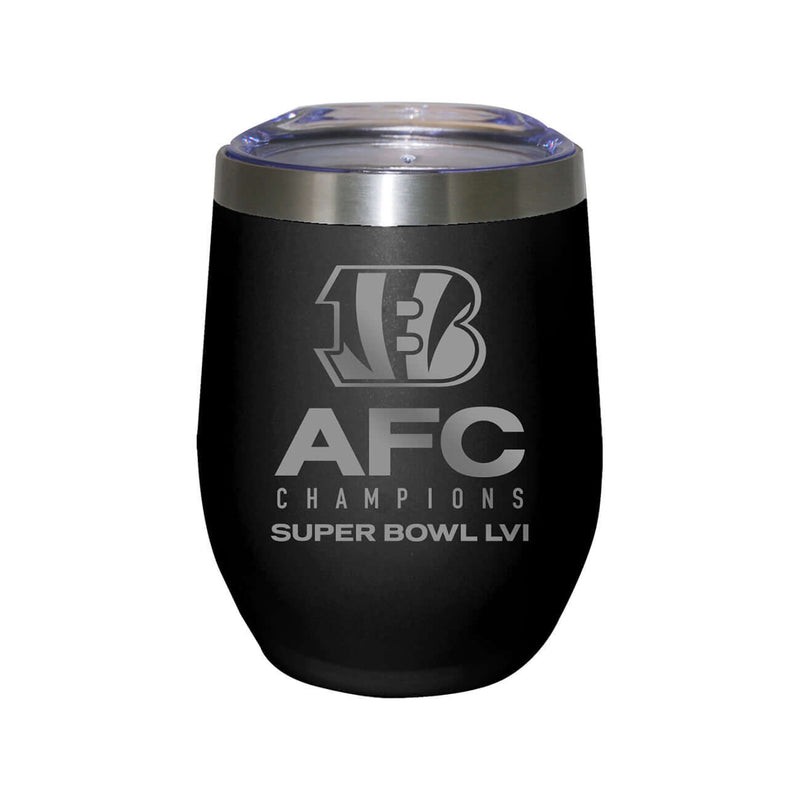 12 oz. Black Etched Stainless Steel Stemless Tumbler | 2021 AFC Cincinnati Bengals