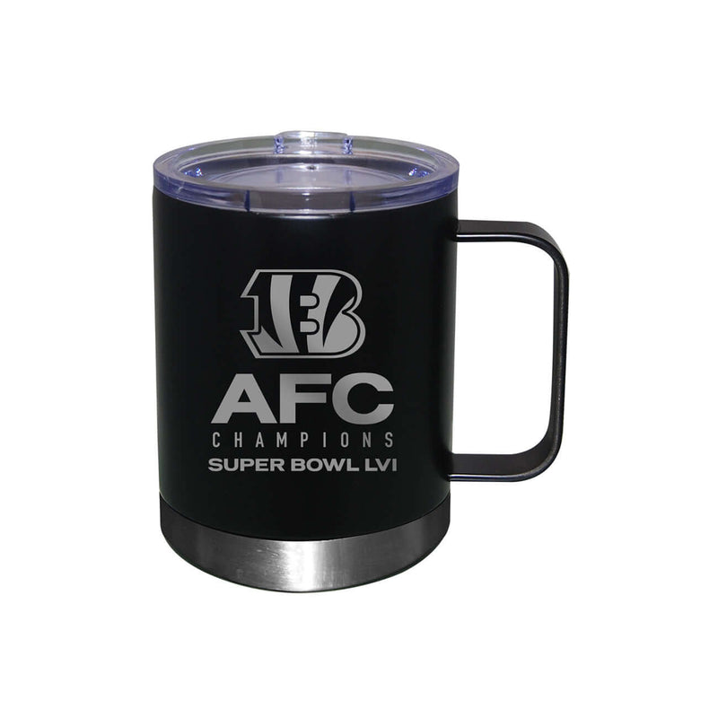 12 oz. Black Etched Stainless Steel Lowball with Handle | 2021 AFC Cincinnati Bengals