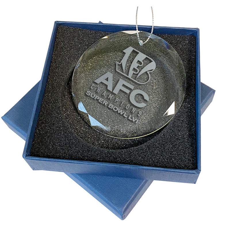 Etched Faceted Glass Ornament | 2021 AFC Cincinnati Bengals