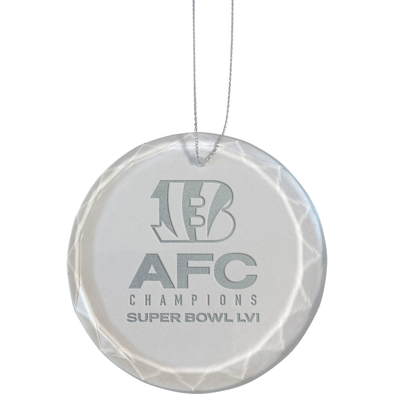 Etched Faceted Glass Ornament | 2021 AFC Cincinnati Bengals