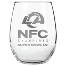 15 oz. Etched Stemless Wine Glass | 2021 NFC Los Angeles Rams