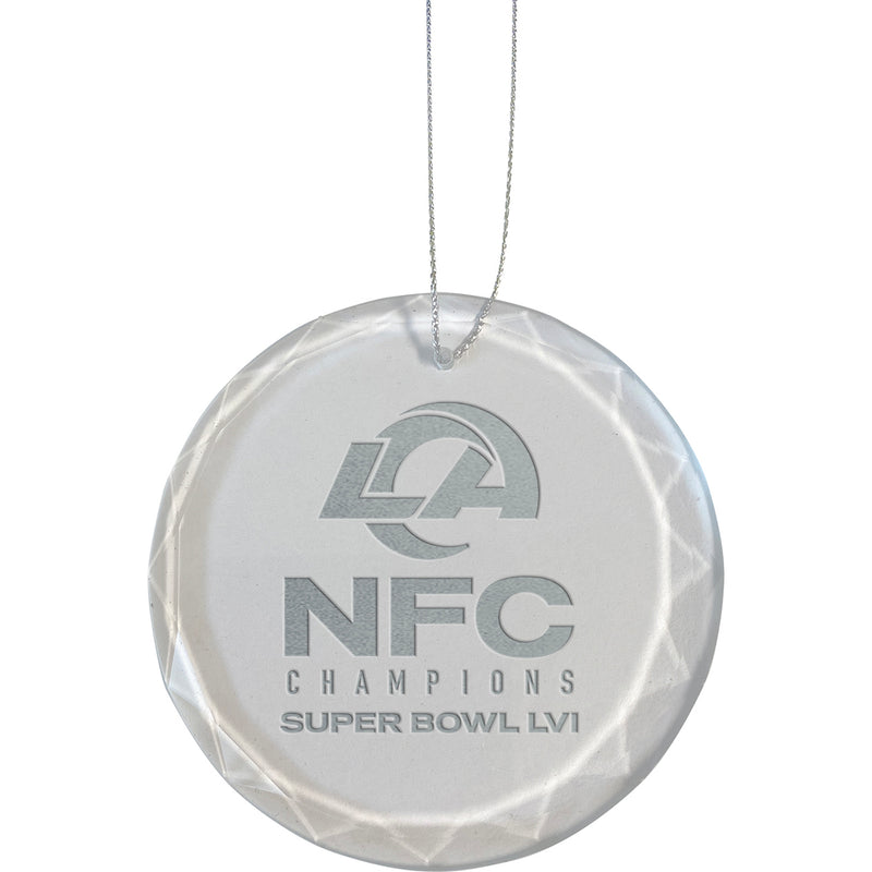 Etched Faceted Glass Ornament | 2021 NFC Los Angeles Rams