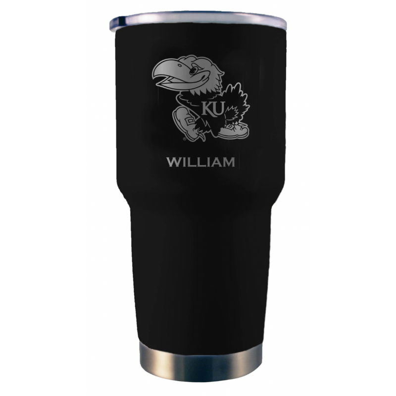 30oz Black Personalized Stainless Steel Tumbler | Kansas Jayhawks