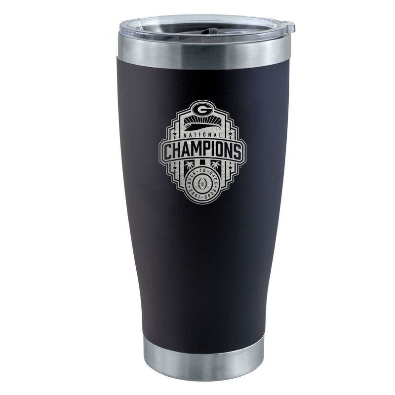 20oz Black Etched Stainless Steel Tumbler | 2022 National Champion Georgia Bulldogs